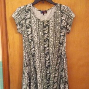 Green Elephant Skater Dress